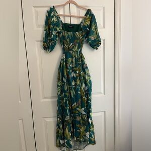 Green floral dress